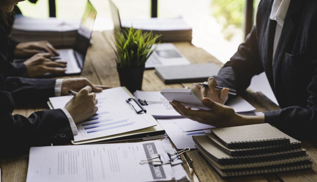 Business meeting and paperwork